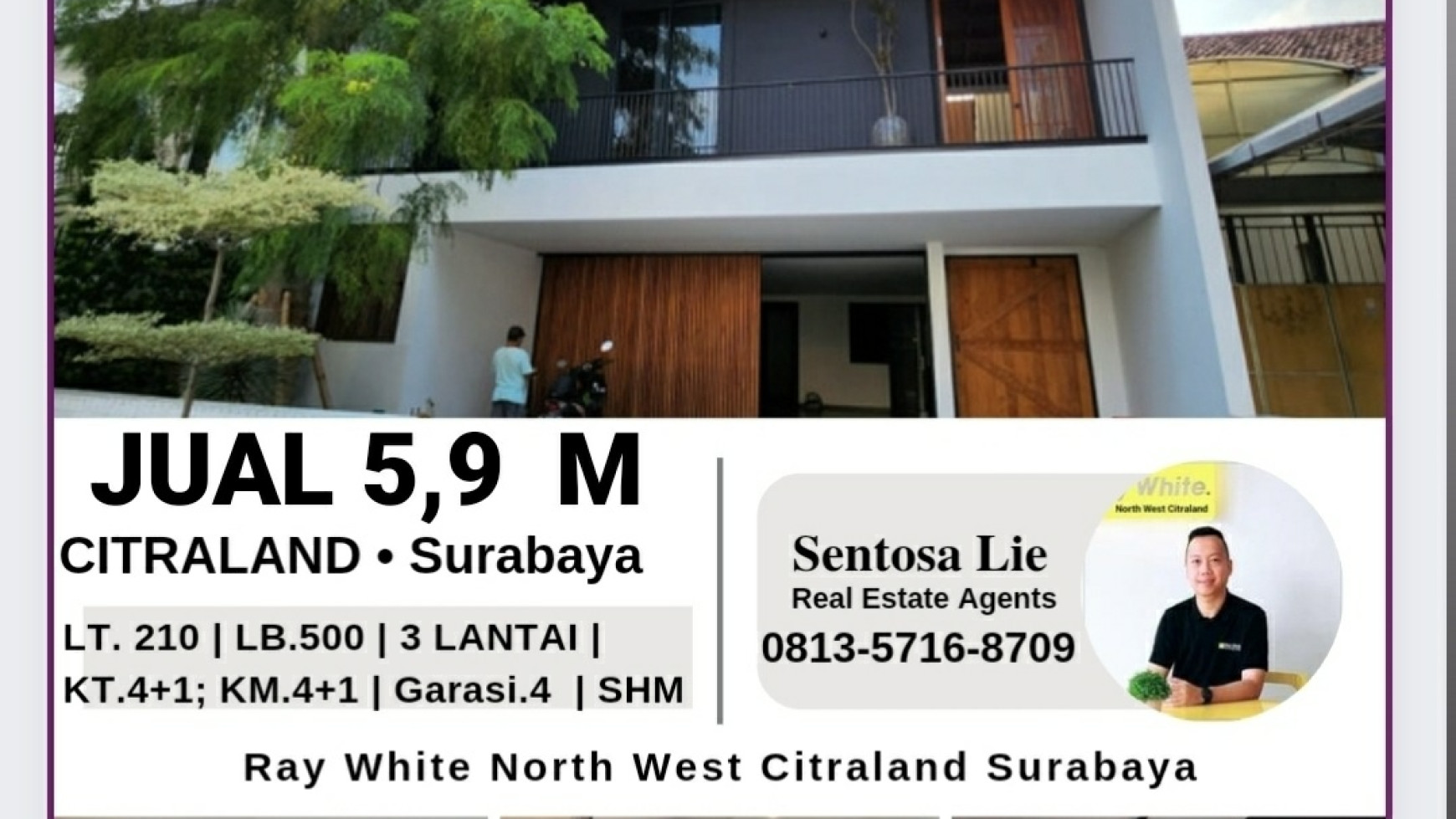 Dijual Rumah Puri Widya Kencana Citraland Surabaya- Full Furnished SUPER Mewah- Garasi Carport 4 mobil