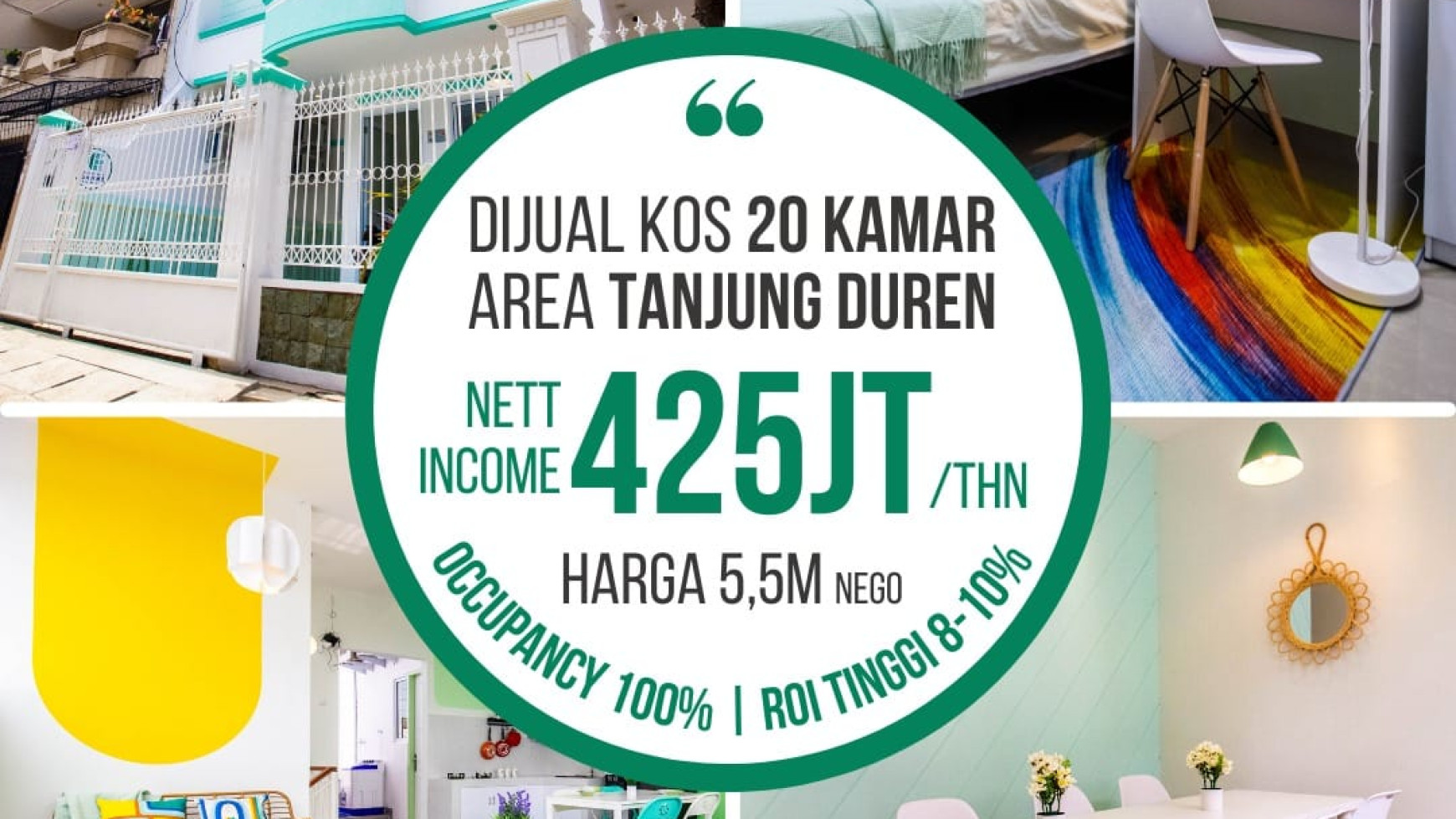 Kos-kosan Tanjung Duren, ROI 8-10%, selangkah menuju Mall Neo Soho, dan Centra; Park