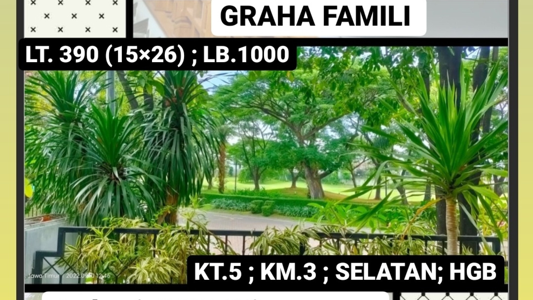 Dijual Rumah Graha Famili GOLF View Area Surabaya Barat + Lantai MARMER + Pintu Kayu JATI + BASEMENT parking area