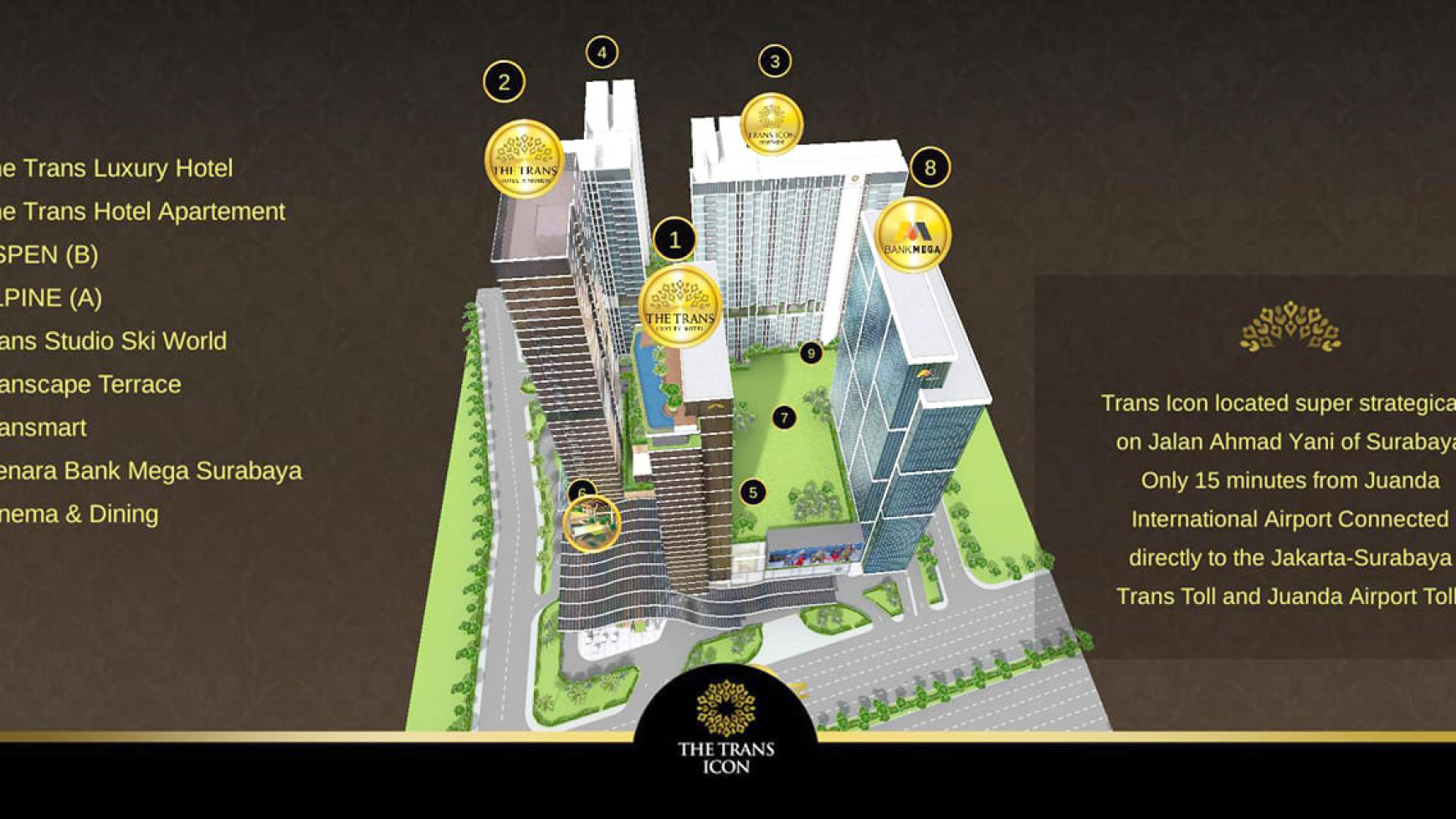 Apartemen Trans Icon Surabaya, 2 Bedroom, View Pool, dekat Sky Garden