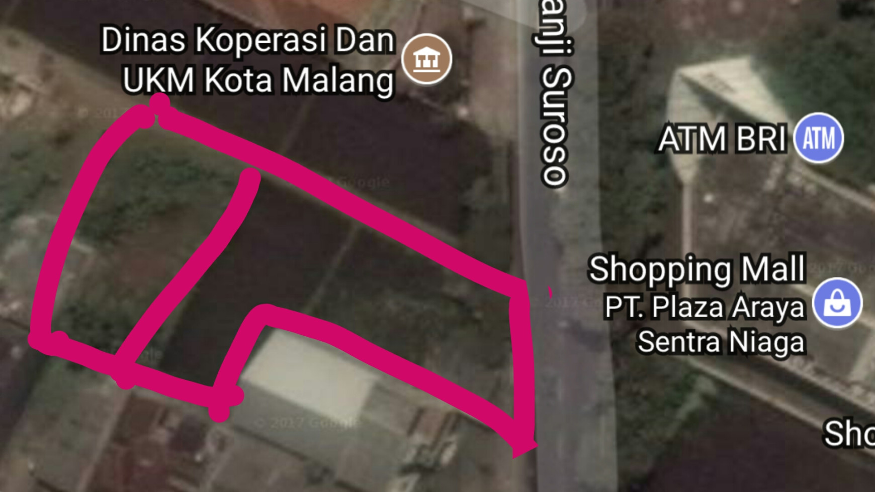 142. Tanah kavling di Nol Jalan Panji Suroso (Depan Plaza Araya), Blimbing Malang