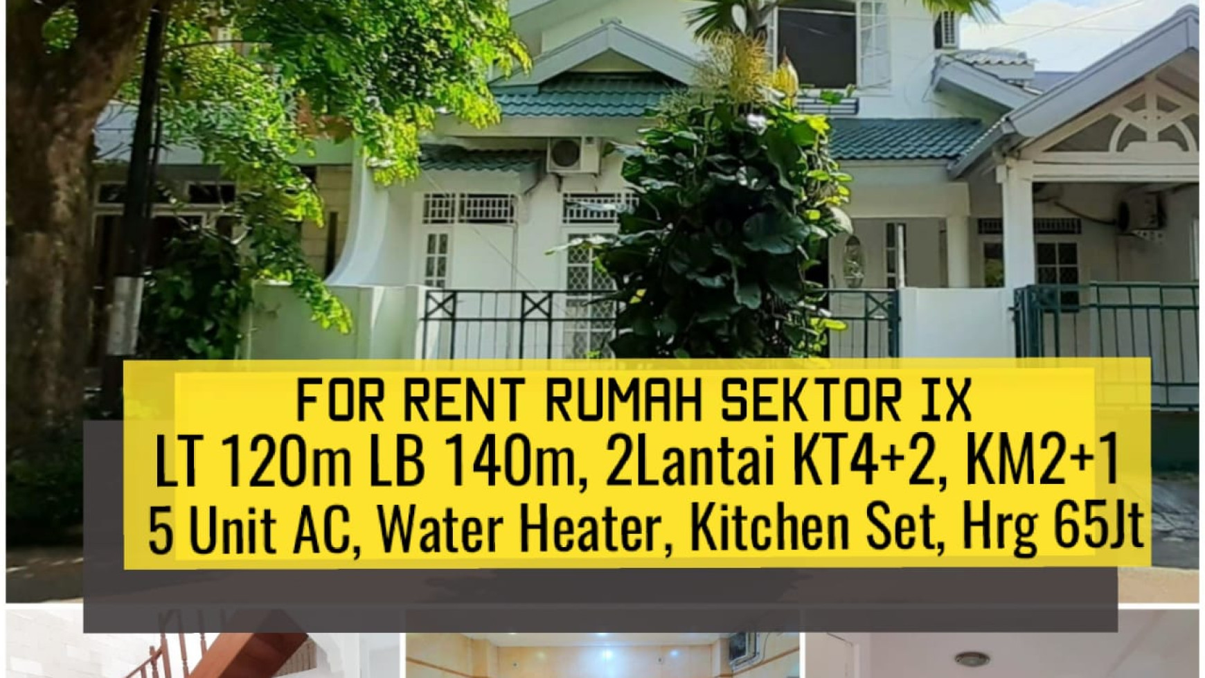 Rumah Klasik Siap Huni  Luas 120m Harga 65Jt/Thn nego di Sektor IX Bintaro Jaya