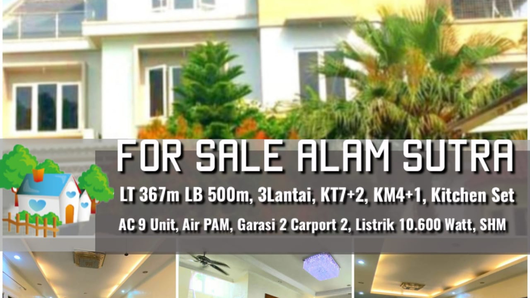 Rumah Mewah di Cluster Palmyra Alam Sutera Luas Tanah 367m Harga 6.9M nego sampai DEAL