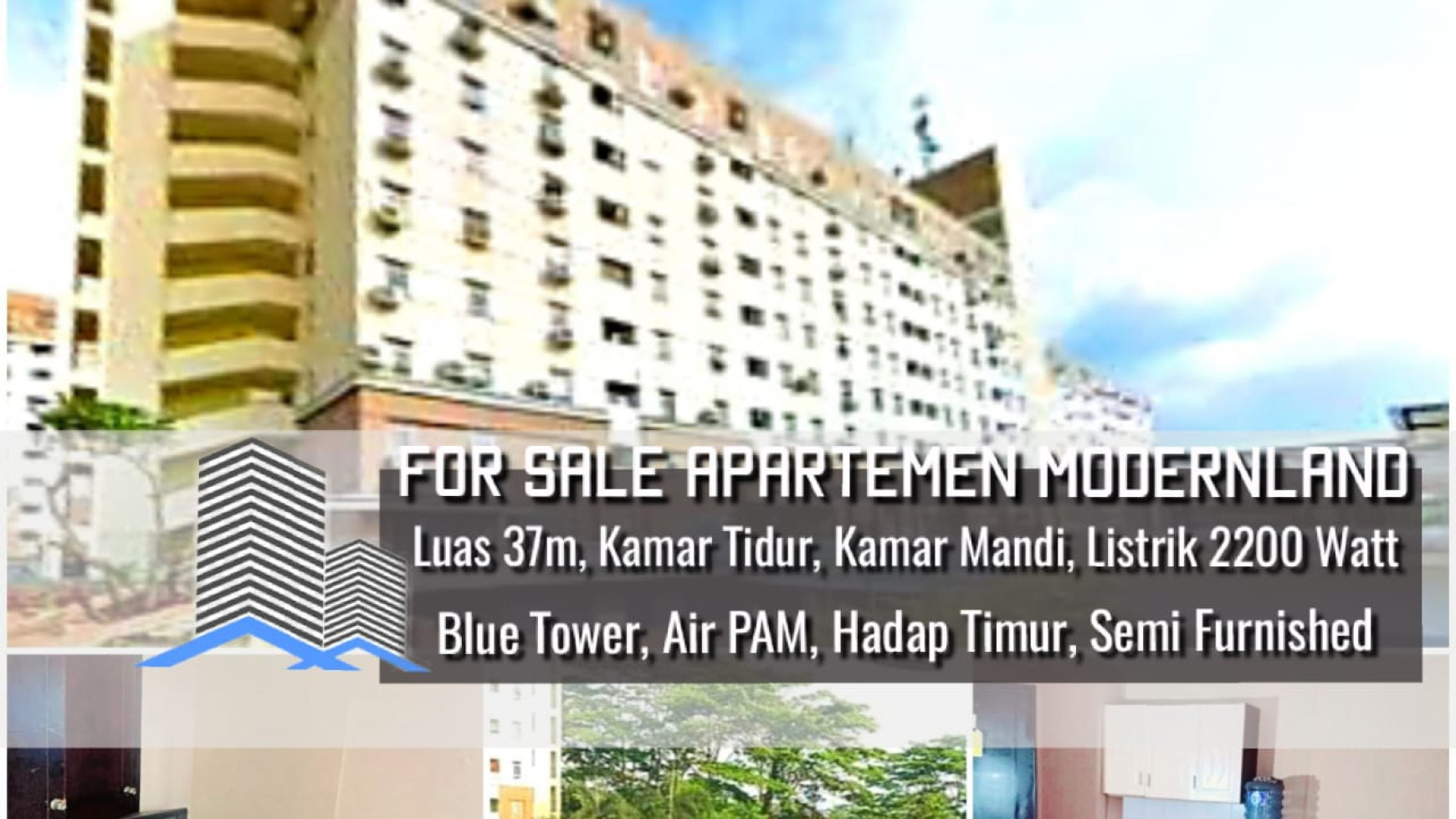 Apartemen Modernland di Cipondoh Tangerang Luas 37m Harga 300Jt, SUPER MURAH!!!