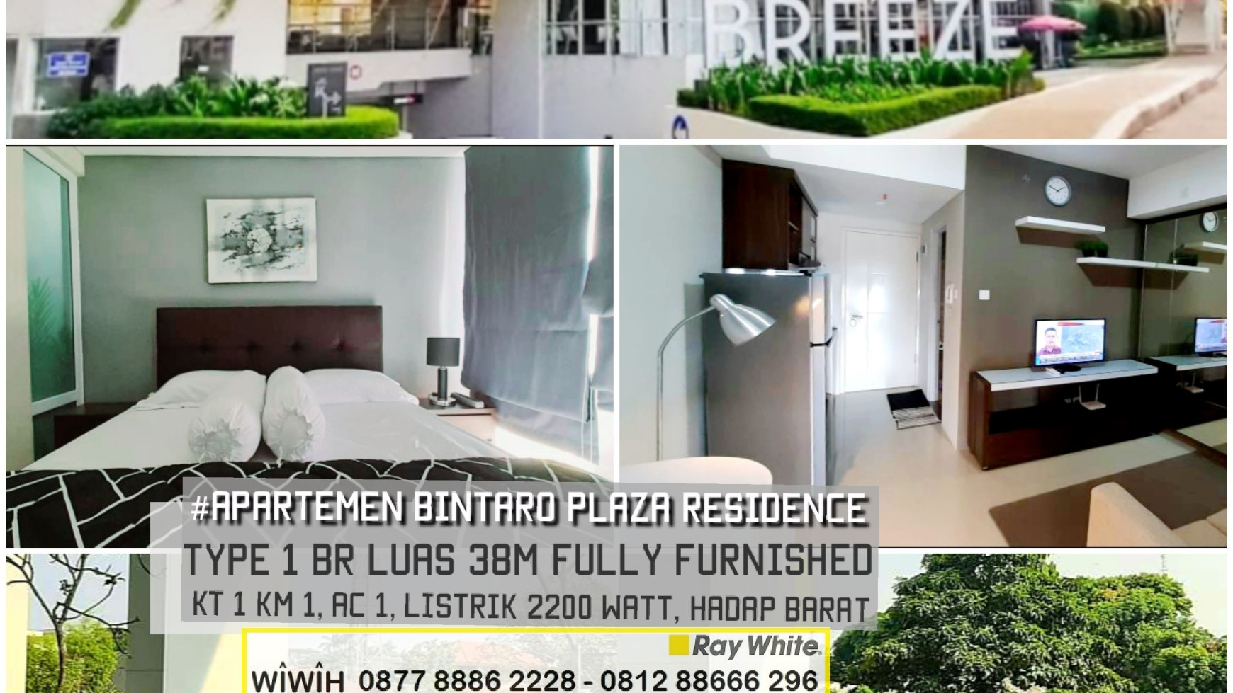 Apartemen Bintaro Plaza Residence, Tower Breeze, 1 BR Fully Furnished harga 800Jt nego