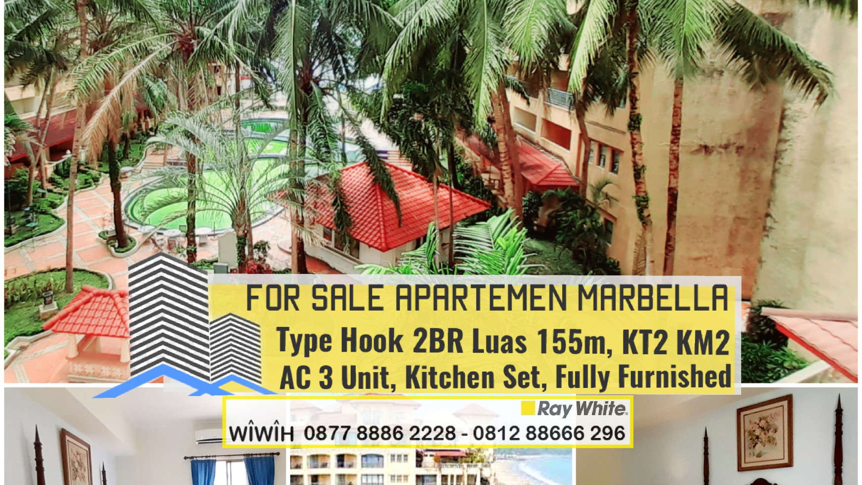 Apartemen Marbella 2BR Hook Luas 155m View Laut Harga 700 Jt Nego, MURAH!!!