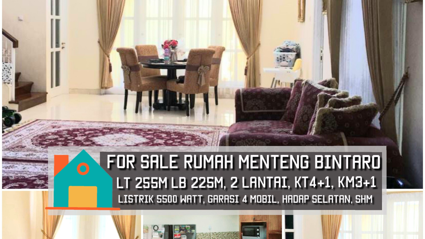 Rumah Cantiq Minimalis Luas 255m Harga 5.9 M Nego di Menteng Bintaro Jaya