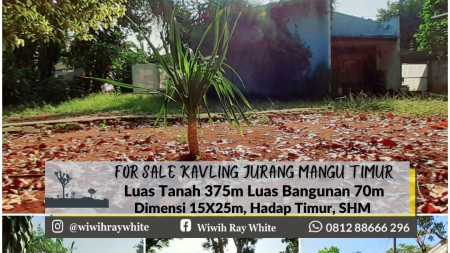 Kavling MURAH  di Jurang Mangu Timur dekat Kawasan Bintaro, Luas 375m Harga 5,4Jt/m Nego