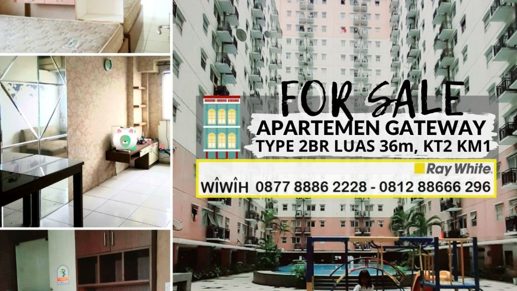 Apartemen GATEWAY 2BR Luas 36m2, Harga 275 Jt Nett, Jakarta Selatan, MURAH!!!