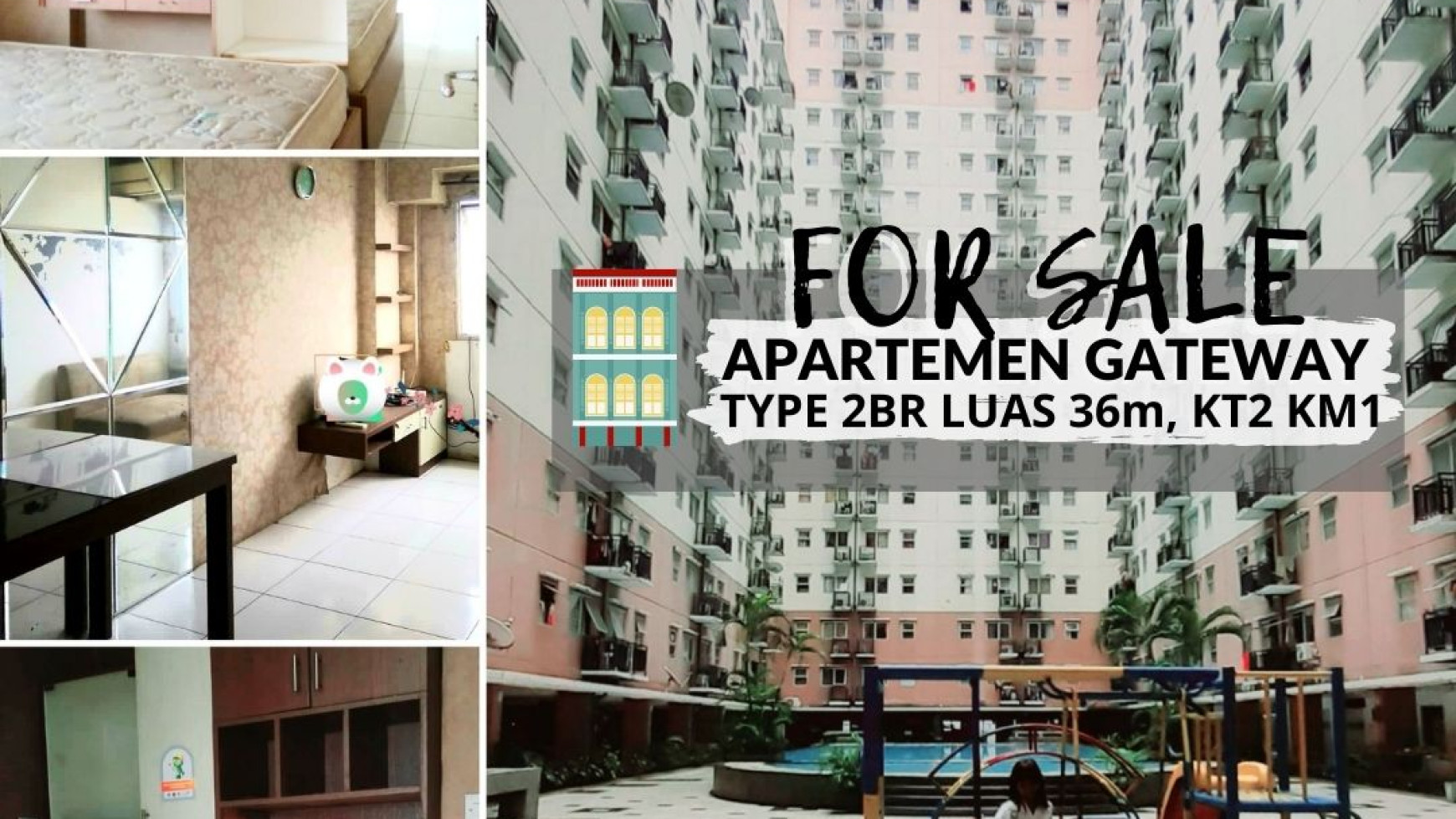 Apartemen GATEWAY 2BR Luas 36m2, Harga 275 Jt Nett, Jakarta Selatan, MURAH!!!