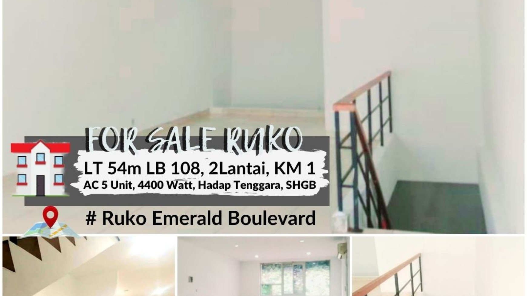 Ruko Emerald Boulevard, Bintaro Jaya Luas 54m, 2Lt, Harga 2M Nego