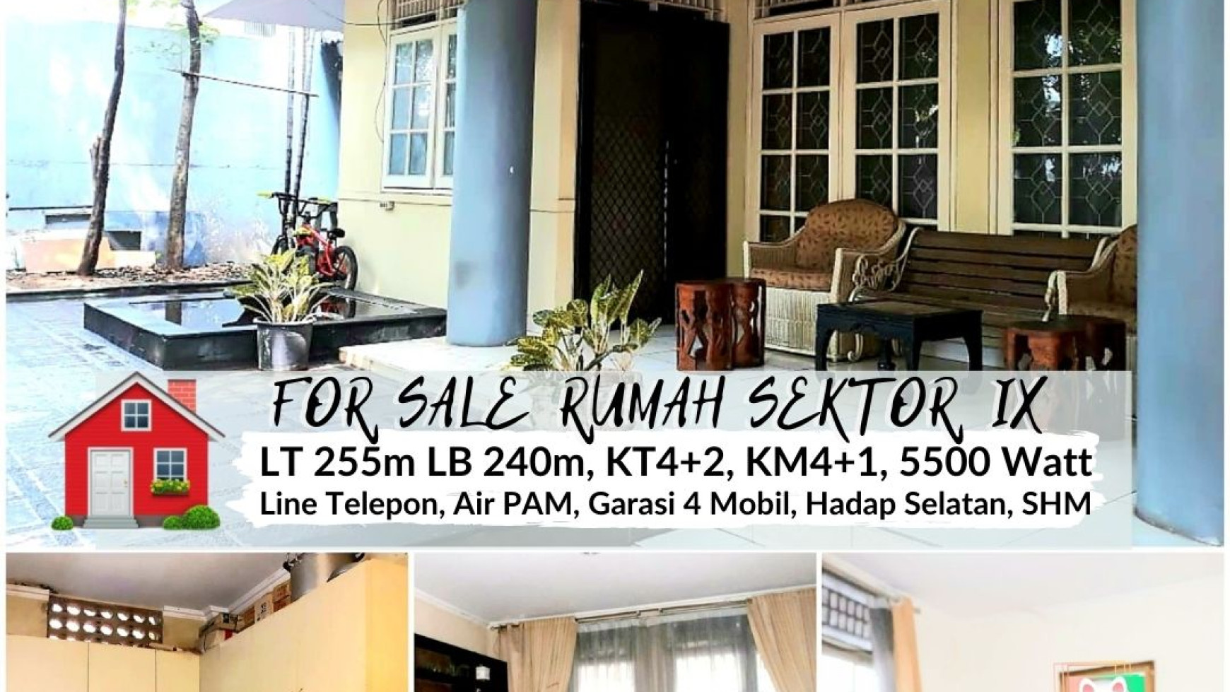 Rumah Klasik di Sektor IX Bintaro Jaya, Luas 255m Harga 3,6M Nego sampai DEAL