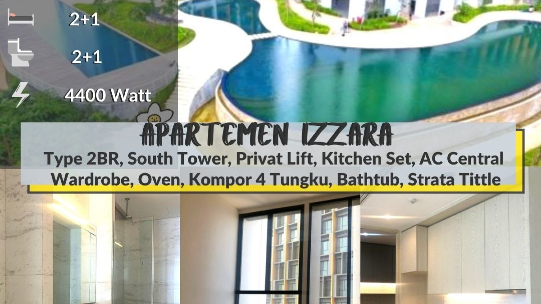 IZZARA  Apartemen Mewah di Kawasan  TB Simatupang 2BR Luas 147m2, Harga 5.7M Nego sampai DEAL.