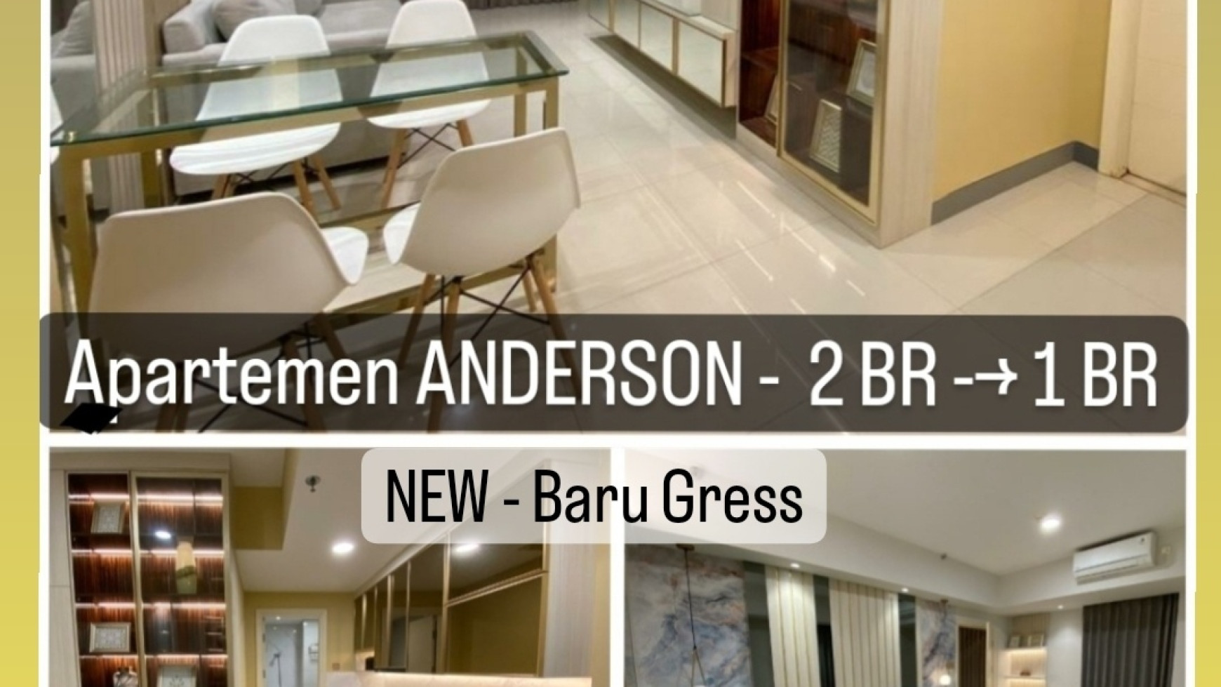 Dijual Apartemen Anderson 2BR jadi 1 BR FULL FURNISHED Baru Modern Mewah Siap Huni