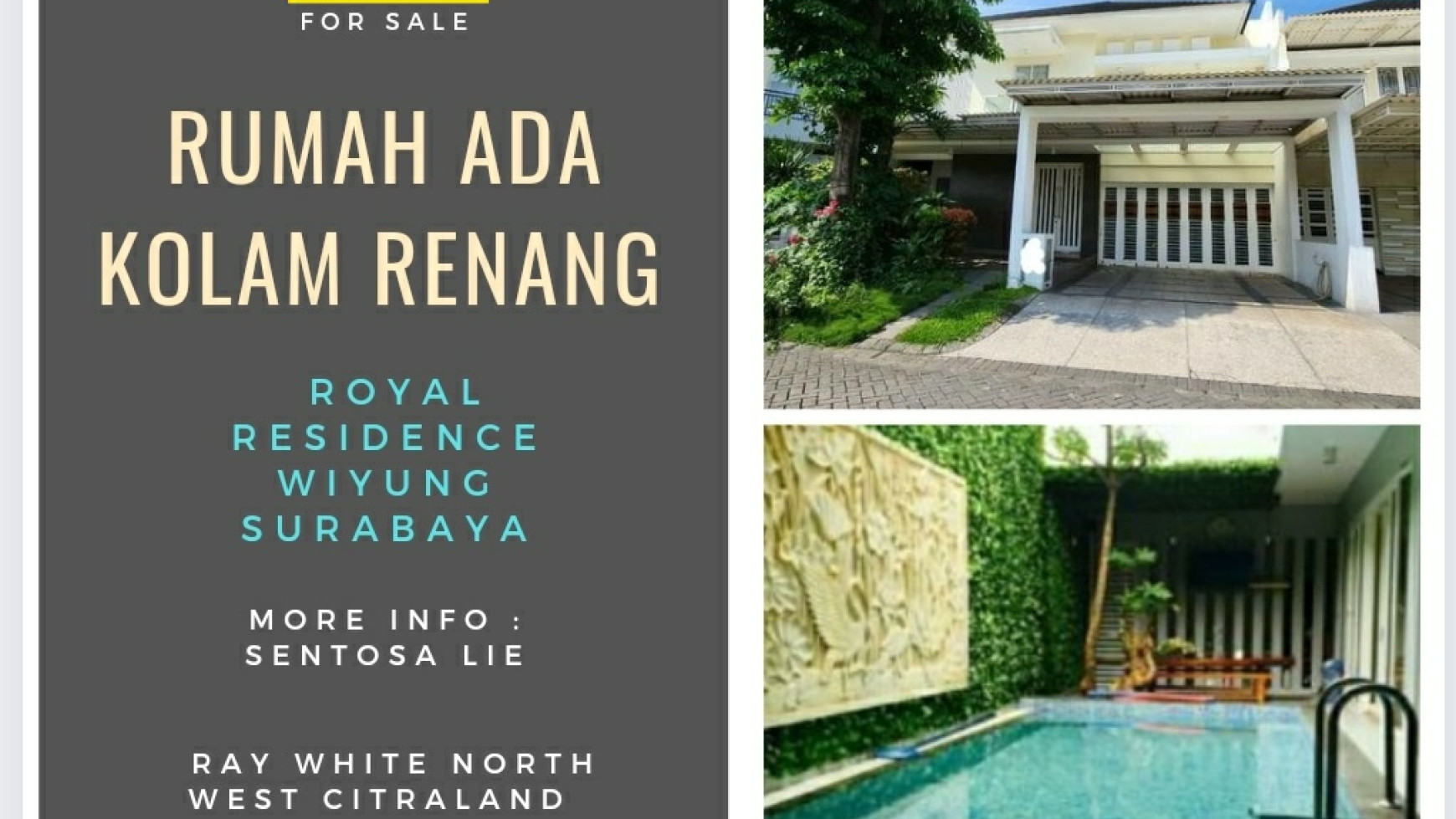 Dijual Rumah Royal Residence Ada Kolam Renang plus SEMI FURNISHED + Garasi Carport 4 Mobil