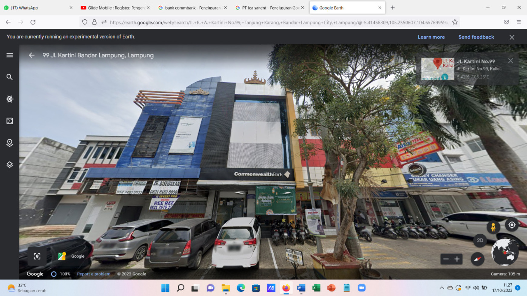 RUKO 3 LANTAI DI JL.KARTINI TANJUNG KARANG PUSAT