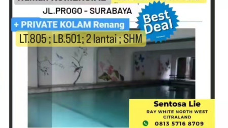 Dijual Rumah Surabaya Pusat area Raya Darmo - Taman Bungkul - SPESIAL plus Kolam Renang - Cocok Buat Segala Usaha Komersial Area