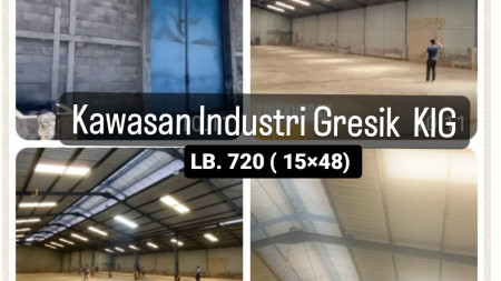 Disewakan Gudang Kawasan Industri Gresik Jawa Timur- Luas 720 m2 - Bebas banjir 