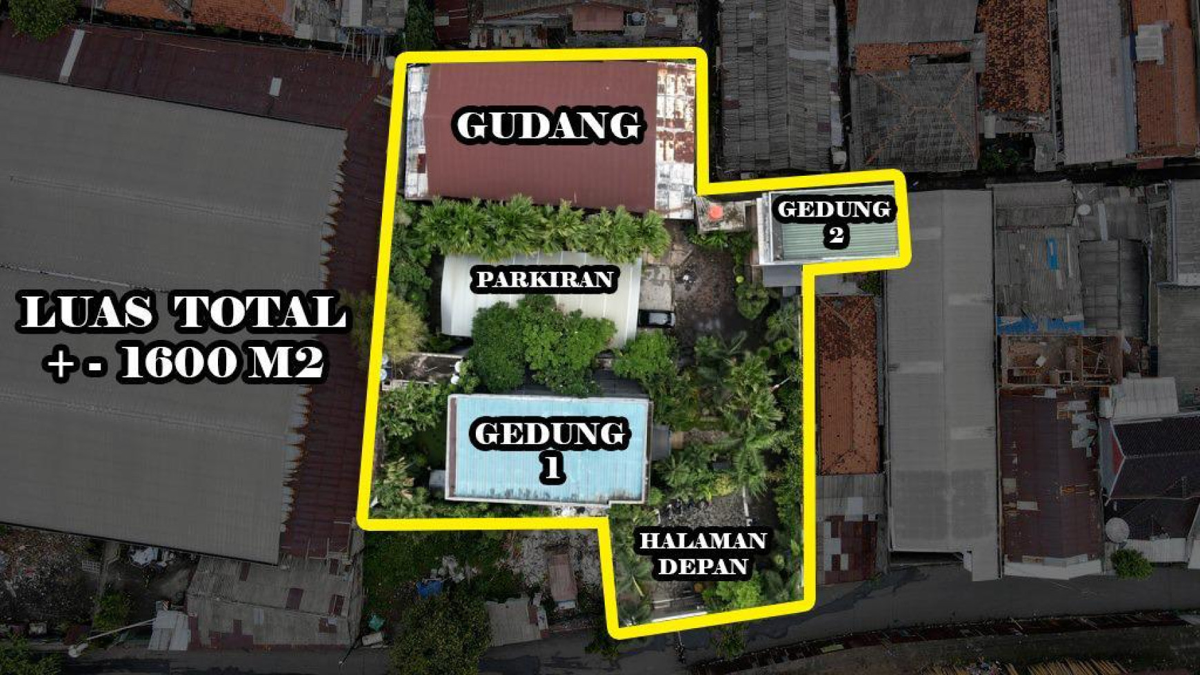 Gudang ada 2 Bangunan kantor 3 lantai space parkir luas dekat dengan kawasan Industri Pulo Gadung Luas 1.600m2