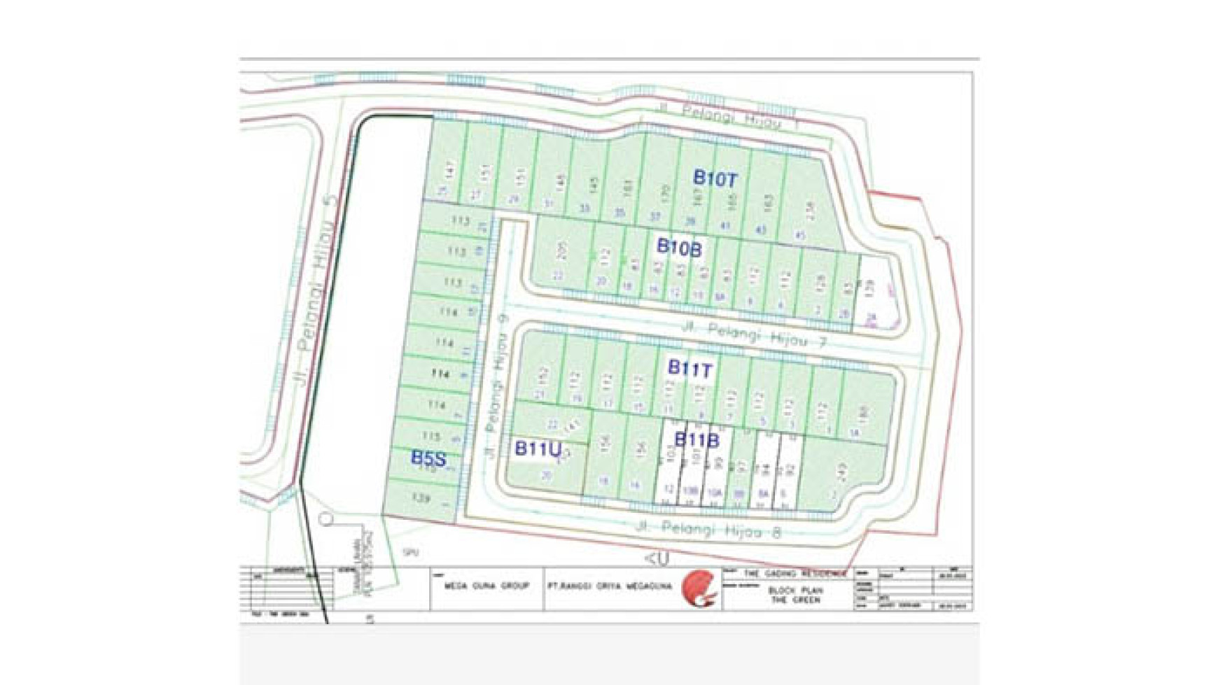 Tanah ada 5 Kavling & beberapa Ukuran, Gading Residence The Green, Kelapa Gading