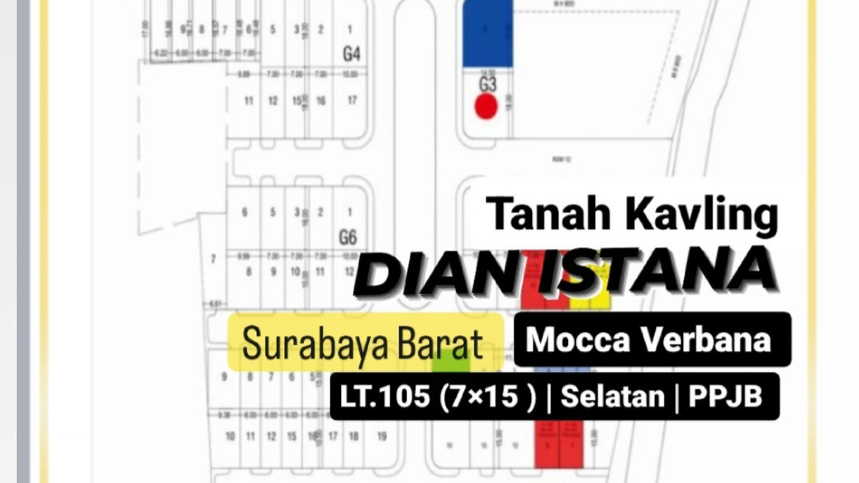 Dijual Tanah  kavling Dian Istana Mocca Verbana blok G2 - Strategis Lokasi Dekat Graha Famili dan Akses Tol Gunungsari