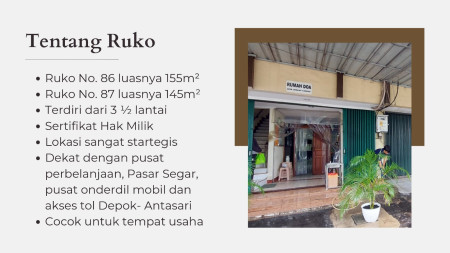 Dijual Ruko Gandeng Cinere