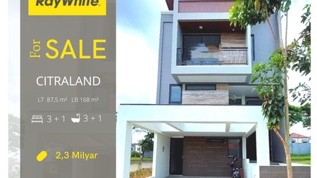 Dijual Rumah Split Level Design Baru Gress Citraland Surabaya 