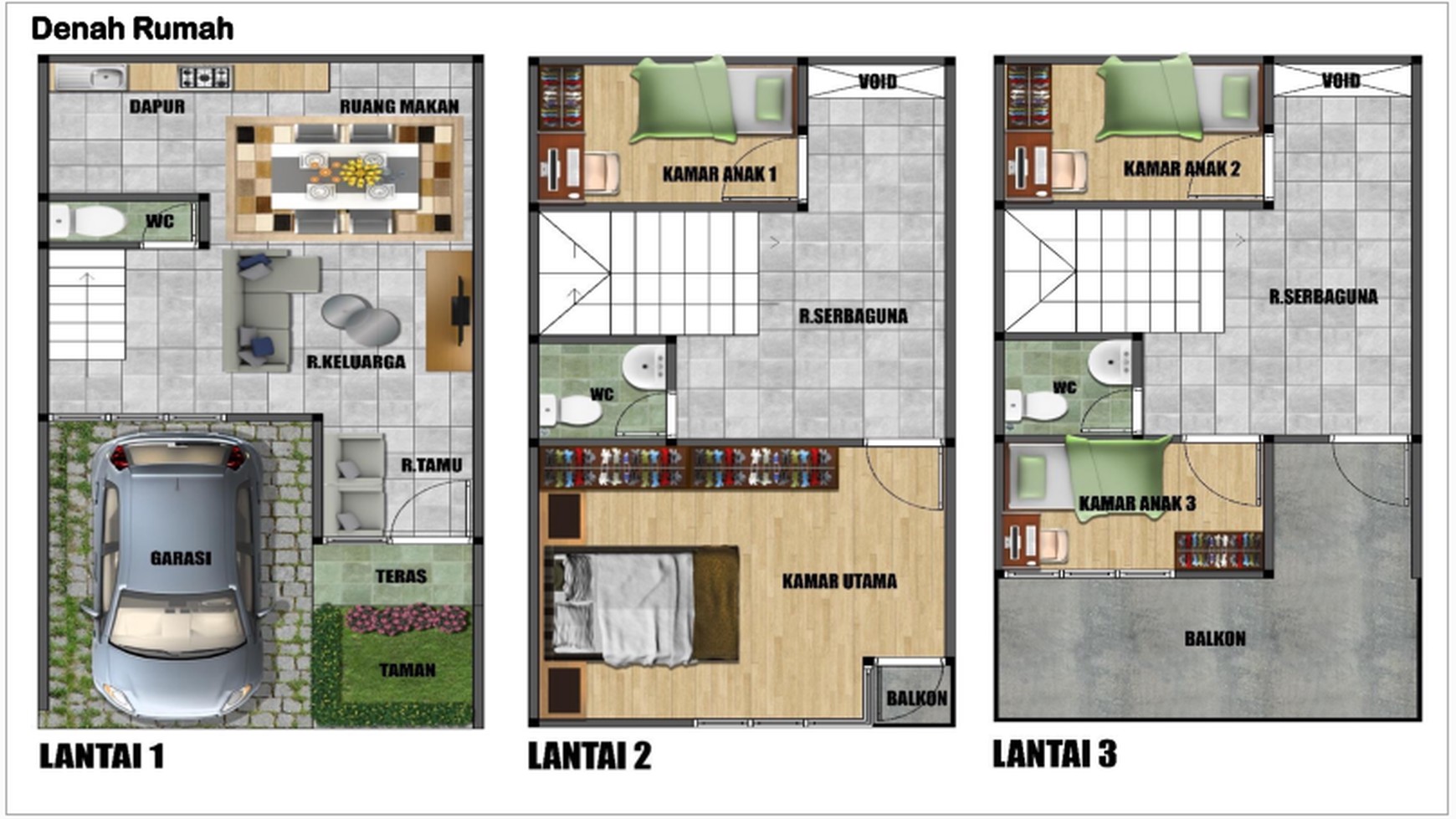 Dijual Rumah 3 Lantai di Kebon Jeruk 