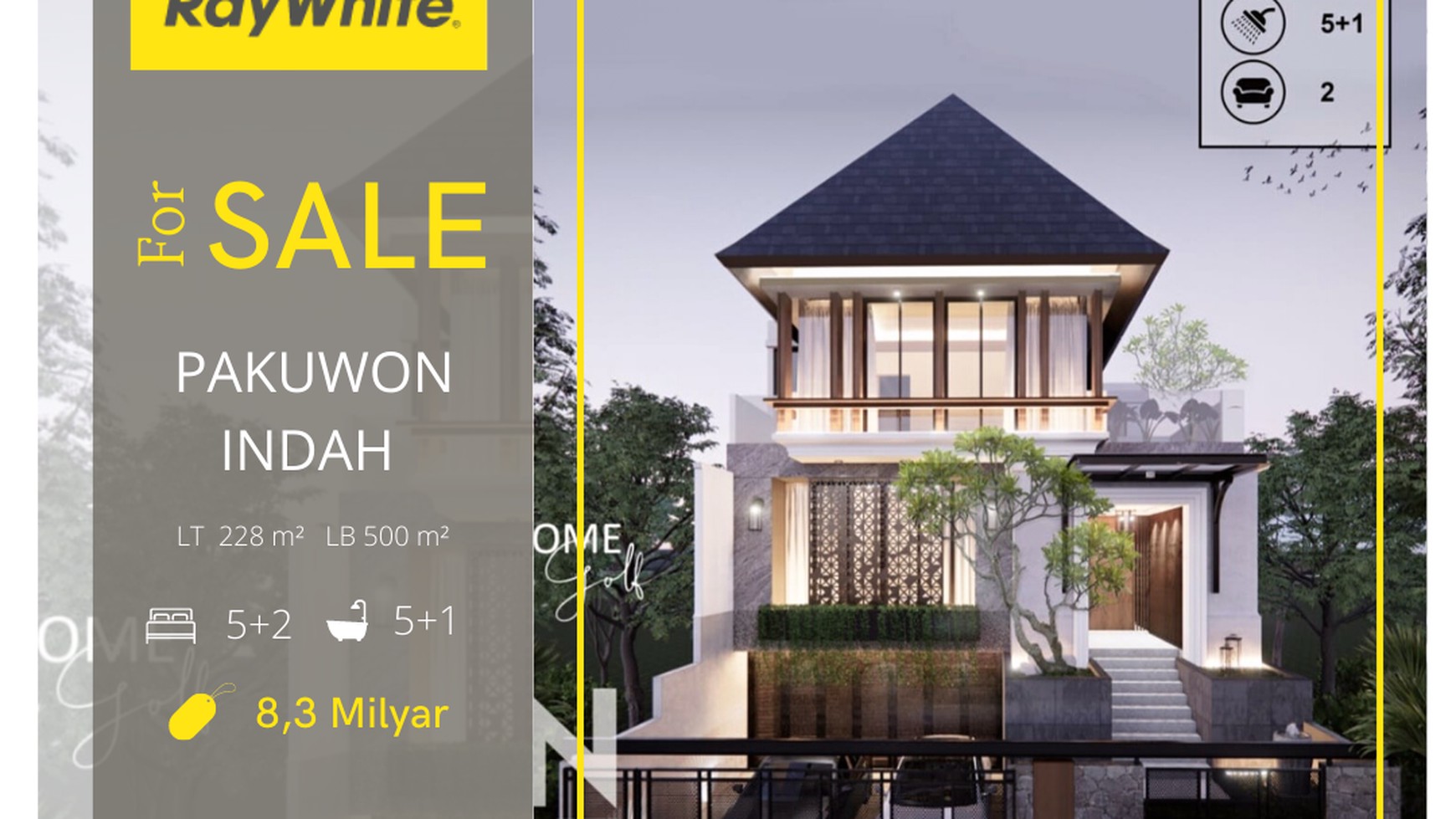 Dijual Rumah Modern Mewah 3 Lantai Pakuwon Indah Surabaya Barat