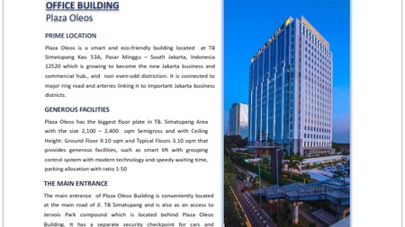 Dijual Gedung Plaza Oleos TB Simatupang 