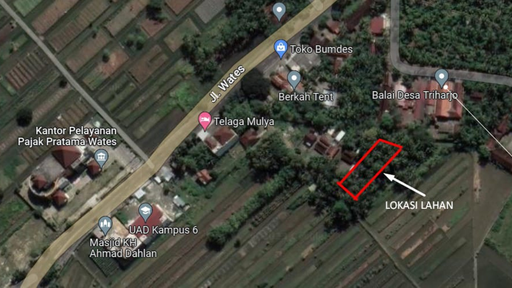 Tanah1.368 Meter Dekat Kampus UAD Wates, Kulon Progo 