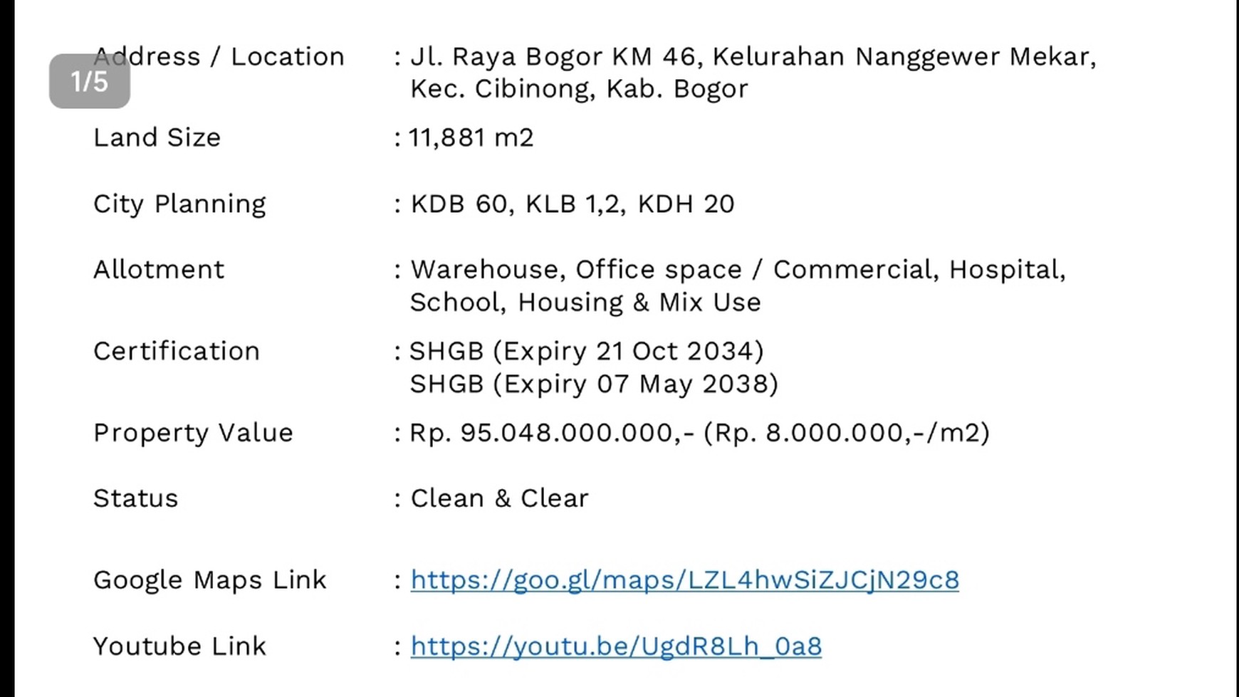 TANAH STRATEGIS jln RAYA CIBINONG