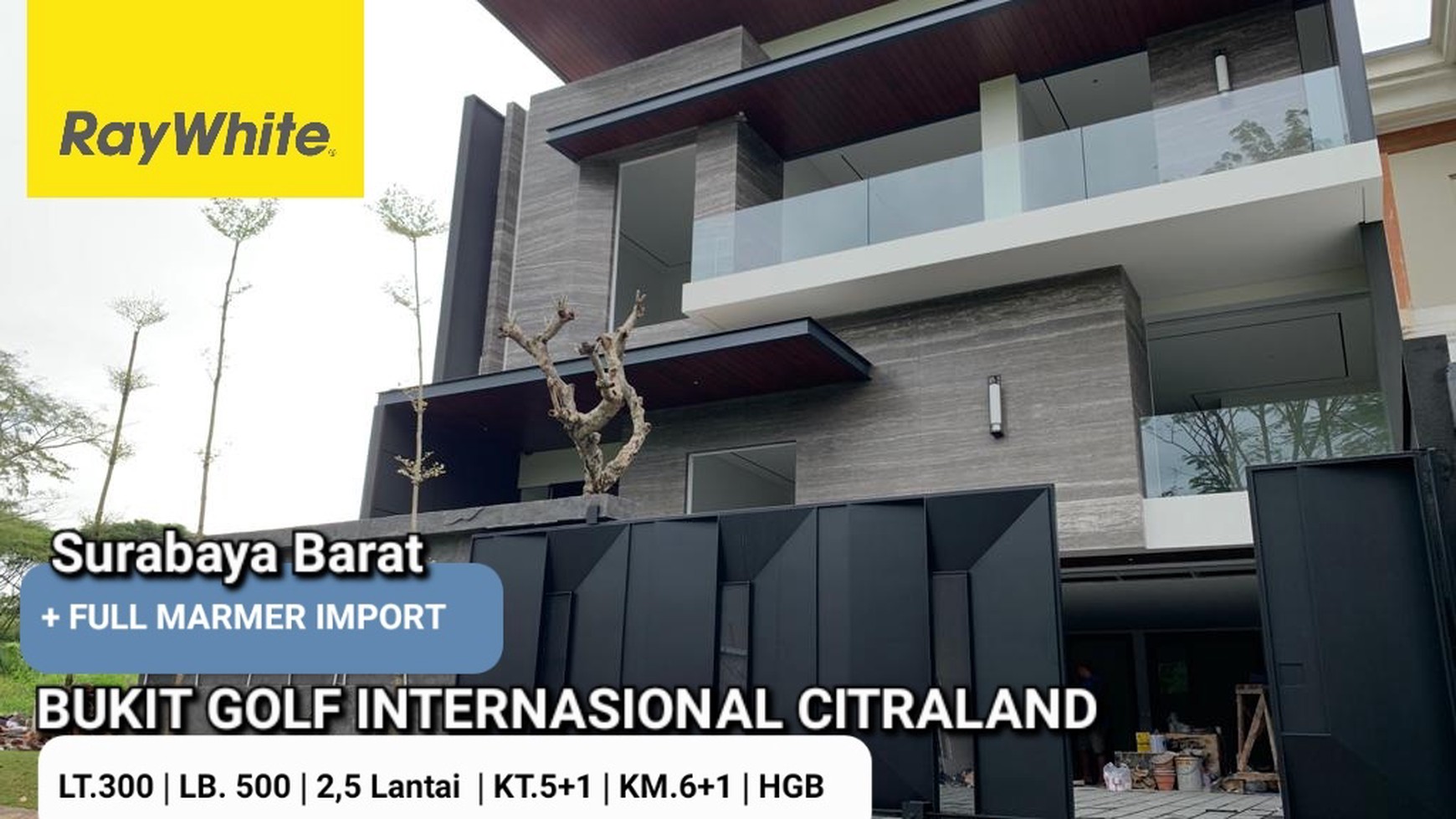 Dijual Rumah Baru Bukit Golf Internasional Citraland Surabaya FULL MARMER Impor Mewah- Garasi Carport 4 Mobil - New Split Level Design