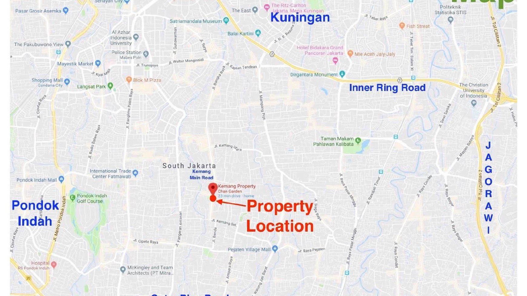 Tanah Jl Rembang, Kemang Luas 535m2