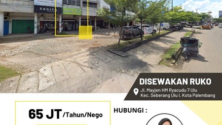 Ruko sewa strategis jalan bisnis Palembang 