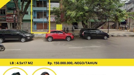 Ruko sewa tengah kota Palembang jalur bisnis 