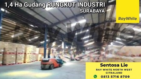 Dijual 1,4 Ha Gudang Rungkut Industri III Surabaya + Kantor - MURAH Hitung Rp.6 jt-an/m2