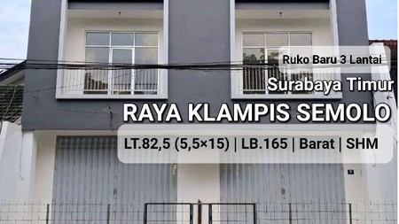 Dijual Ruko Raya Klampis Semolo - Surabaya Timur - Baru 3 Lantai - Nol Jalan Raya KEMBAR