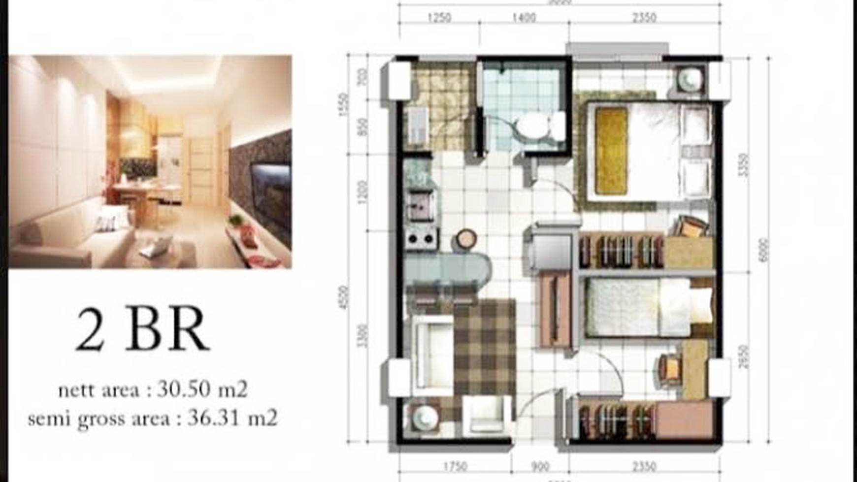 Apartemen di Gunawangsa Merr Surabaya, 2 Bedroom, Hadap Selatan, Kosongan - RI -