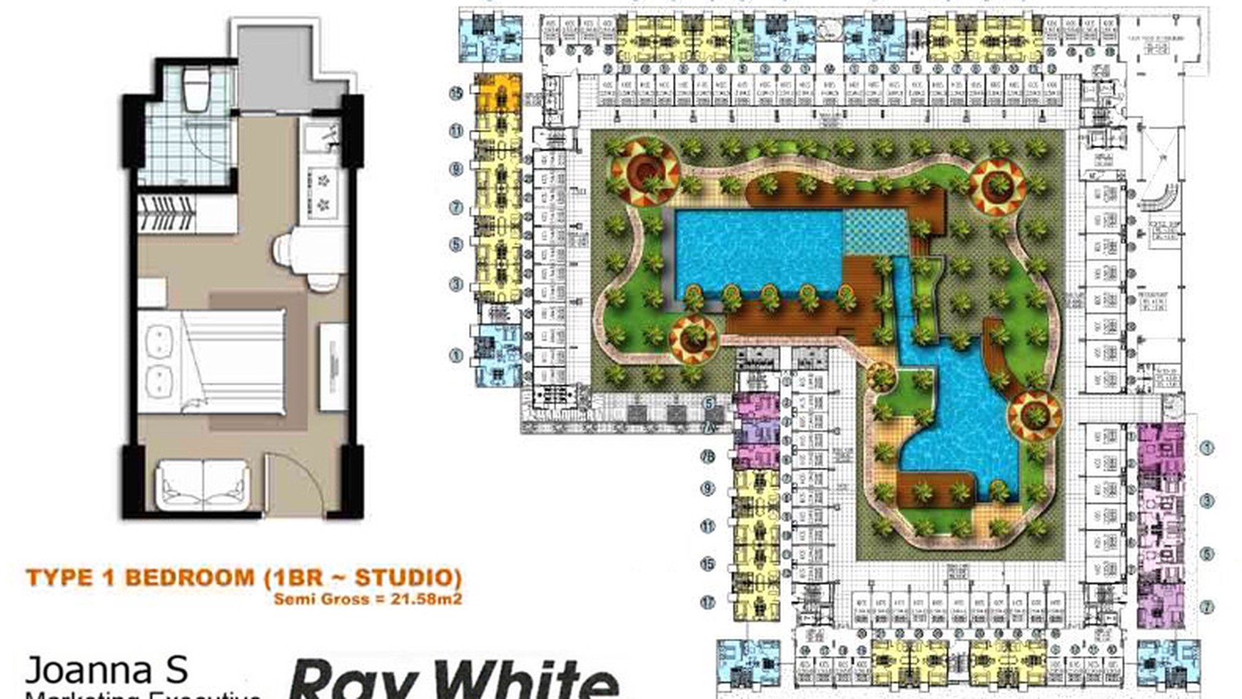 Harga Nego!! Dijual Unit Apartment Kemang View Tower Mahogany Type Studio