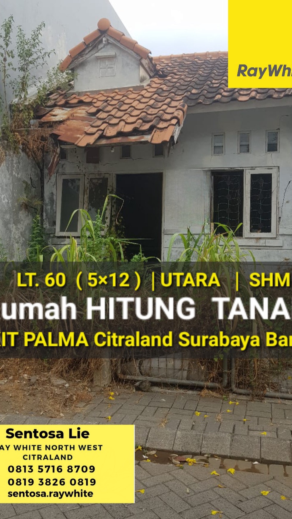 Rumah Hitung Tanah Bukit Palma Citraland blok C  - Surabaya  - Lokasi Bagus - Bentuk Kotak - SHM