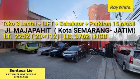 Dijual Gedung Toko 3 Lantai Kota Semarang - JATENG  - Luas  2252 m2  + LIFT  + Eskalator  + Parkiran 15 mobil Strategis Nol Jalan RAYA Komersial area 