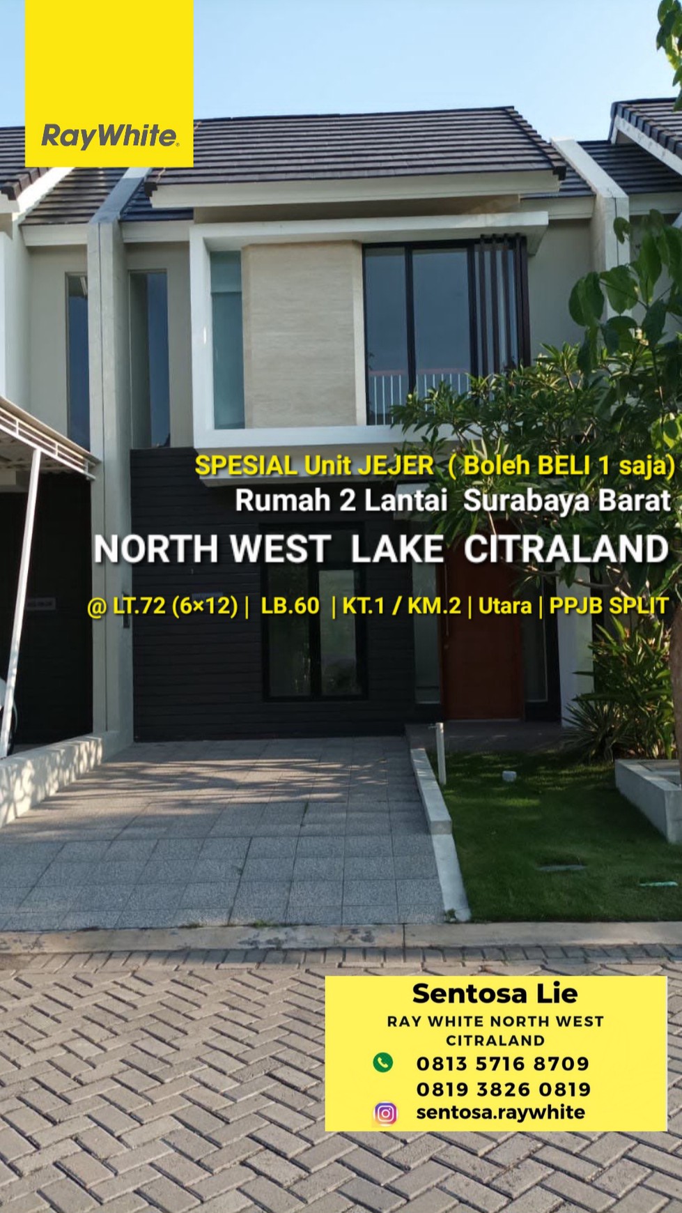 Rumah North West Lake Citraland Surabaya  -2 lantai - bisa KPR Bank 