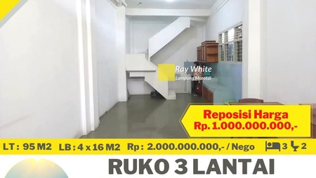 Ruko Murah 3 Lantai di Jalan Kartini Tanjung Karang Pusat