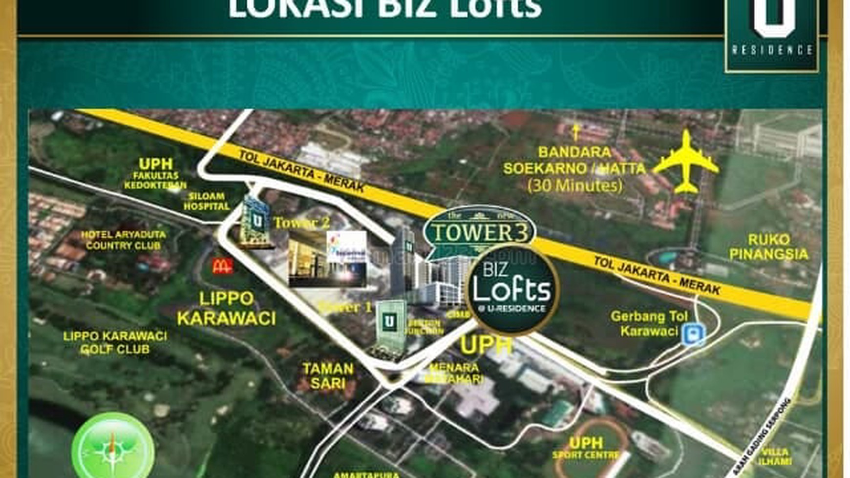 Biz Loft SOHO U-Residence Lippo Karawaci, Corner, Siap Huni