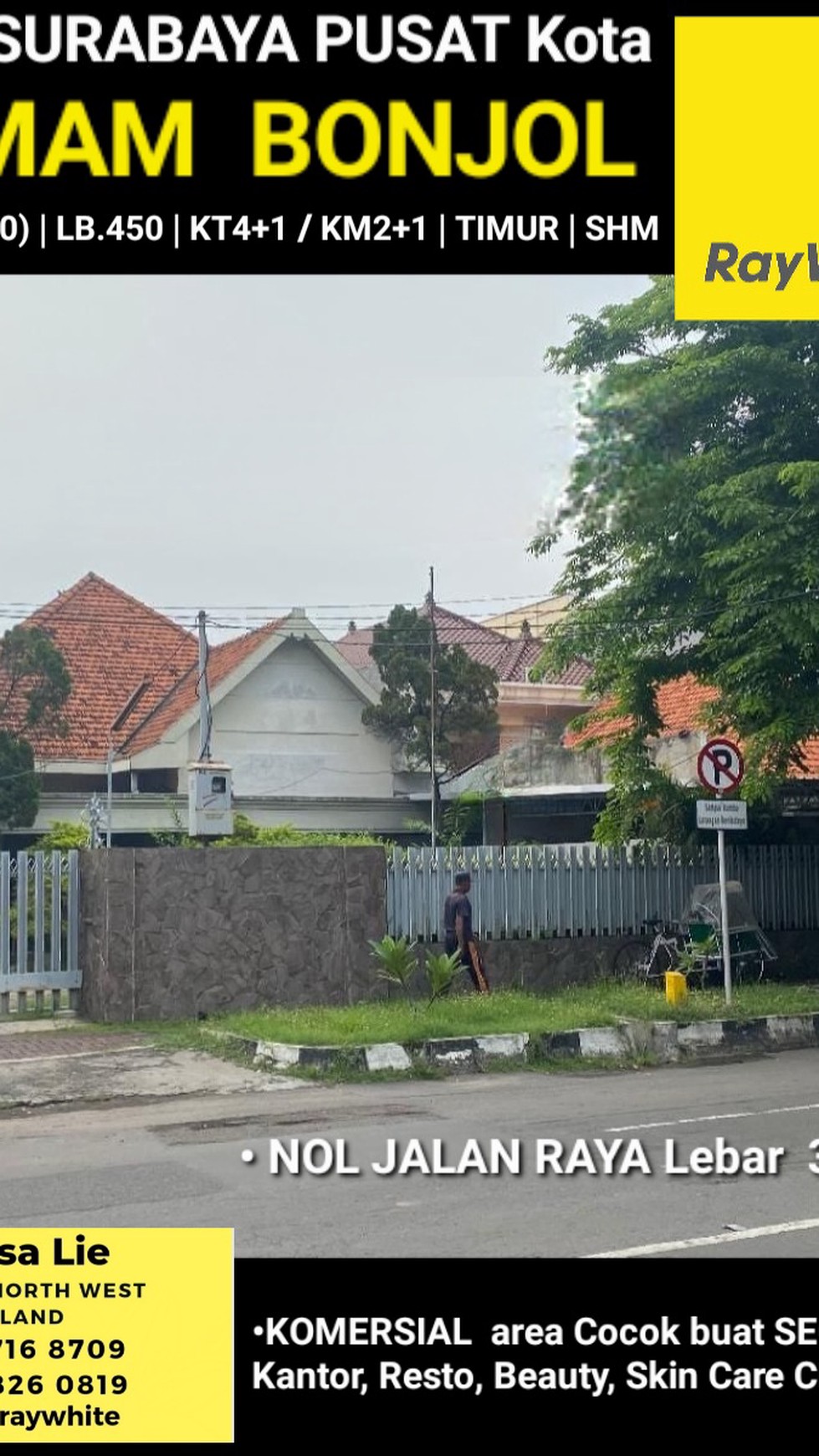 Rumah SURABAYA PUSAT Kota - Jl. Imam Bonjol - Nol Jalan Raya Komersial area cocok Buat Segala Usaha- MURAH Hitung Rp.26 jt-an/m2