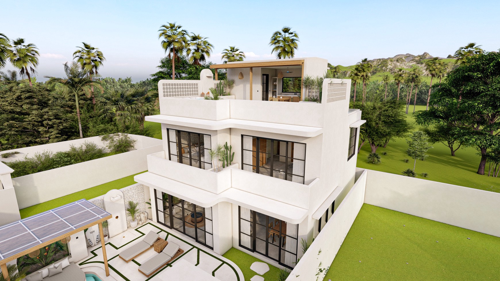 For Sale Leasehold - Brand new modern villa 3 bedrooms with rooftop 2 minutes to Seseh beach with ocean view Bali