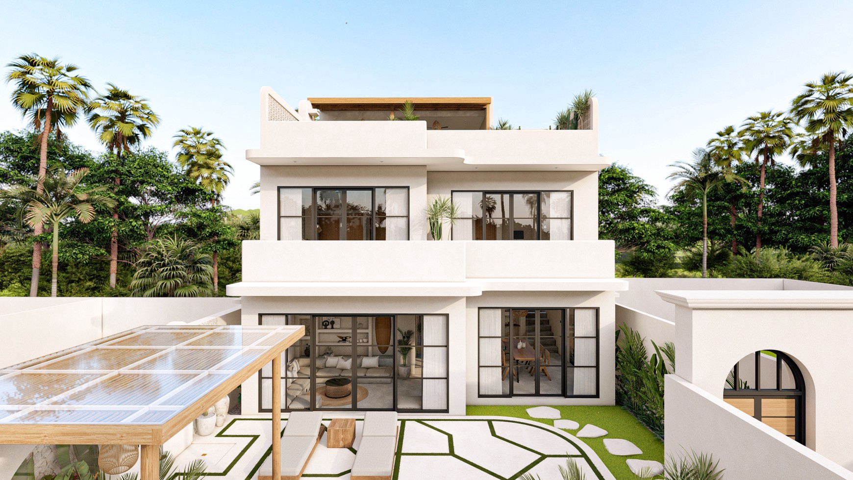 For Sale Leasehold - Brand new modern villa 3 bedrooms with rooftop 2 minutes to Seseh beach with ocean view Bali