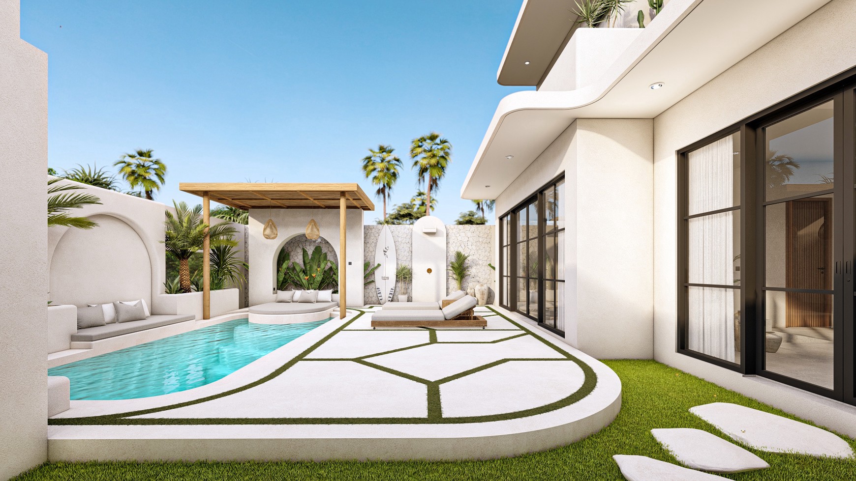 For Sale Leasehold - Brand new modern villa 3 bedrooms with rooftop 2 minutes to Seseh beach with ocean view Bali