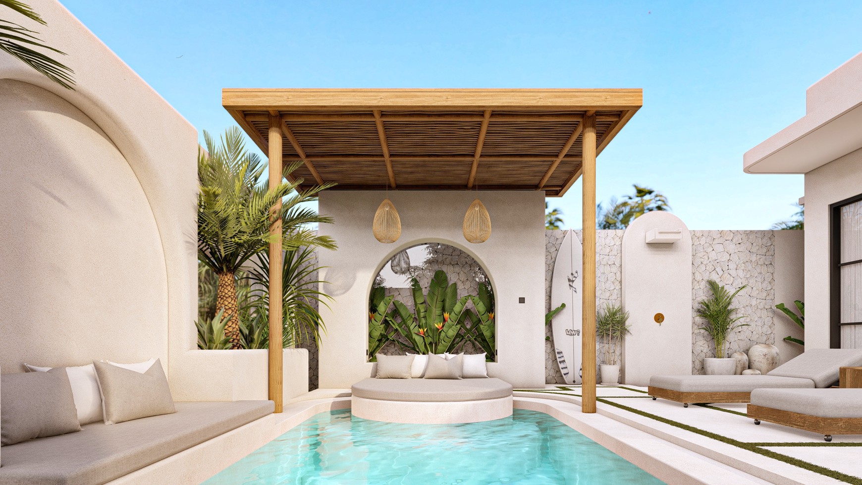 For Sale Leasehold - Brand new modern villa 3 bedrooms with rooftop 2 minutes to Seseh beach with ocean view Bali